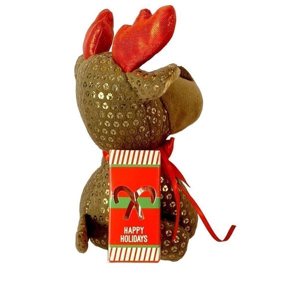 Christmas Decorations Tabletop Glitter Tree Lights Up Large Plush Reindeer NEW - Picture 3 of 4